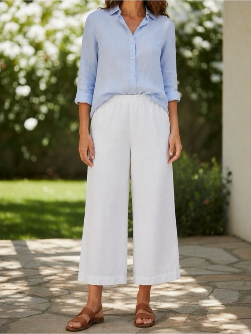 EILEEN FISHER Linen Wide Leg Lagenlook Coastal Pants XL